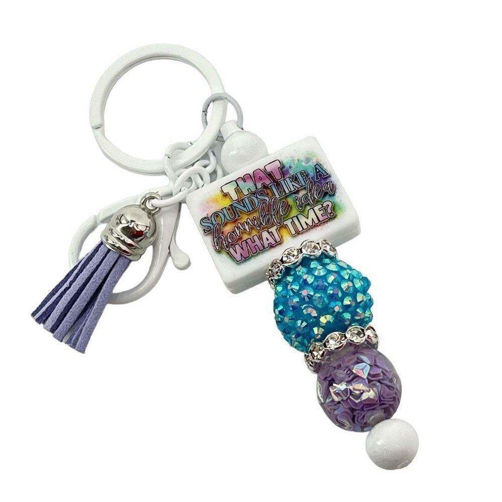 Keychain purse charm Beaded Keychain For Women, Bar Keychain, Silicone bead keyc